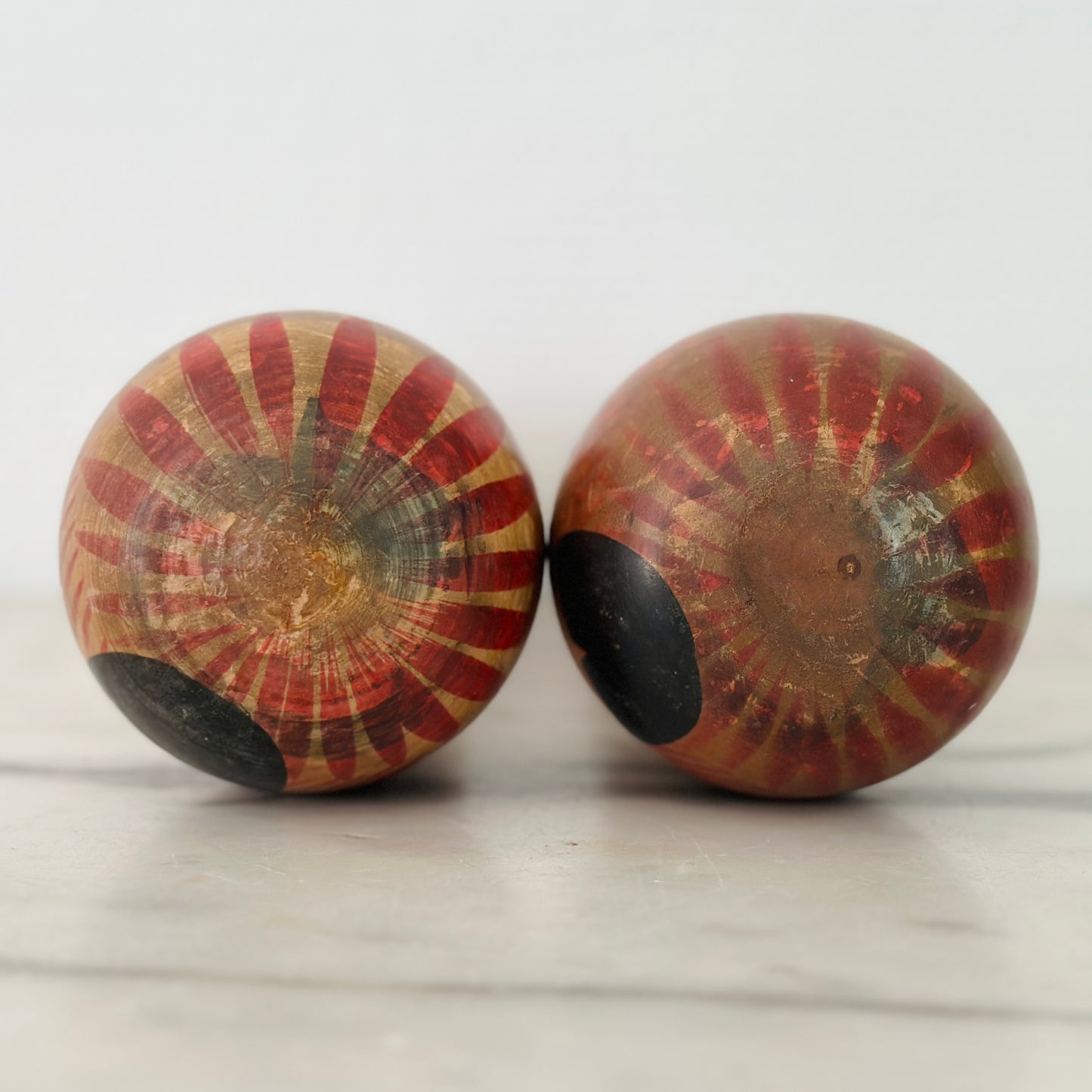 Pair of Vintage Japanese Kokeshi Doll Patinated Dark