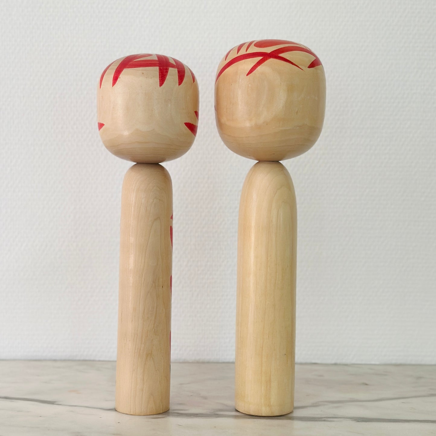 Pair of Vintage Japanese Kokeshi Doll Floral