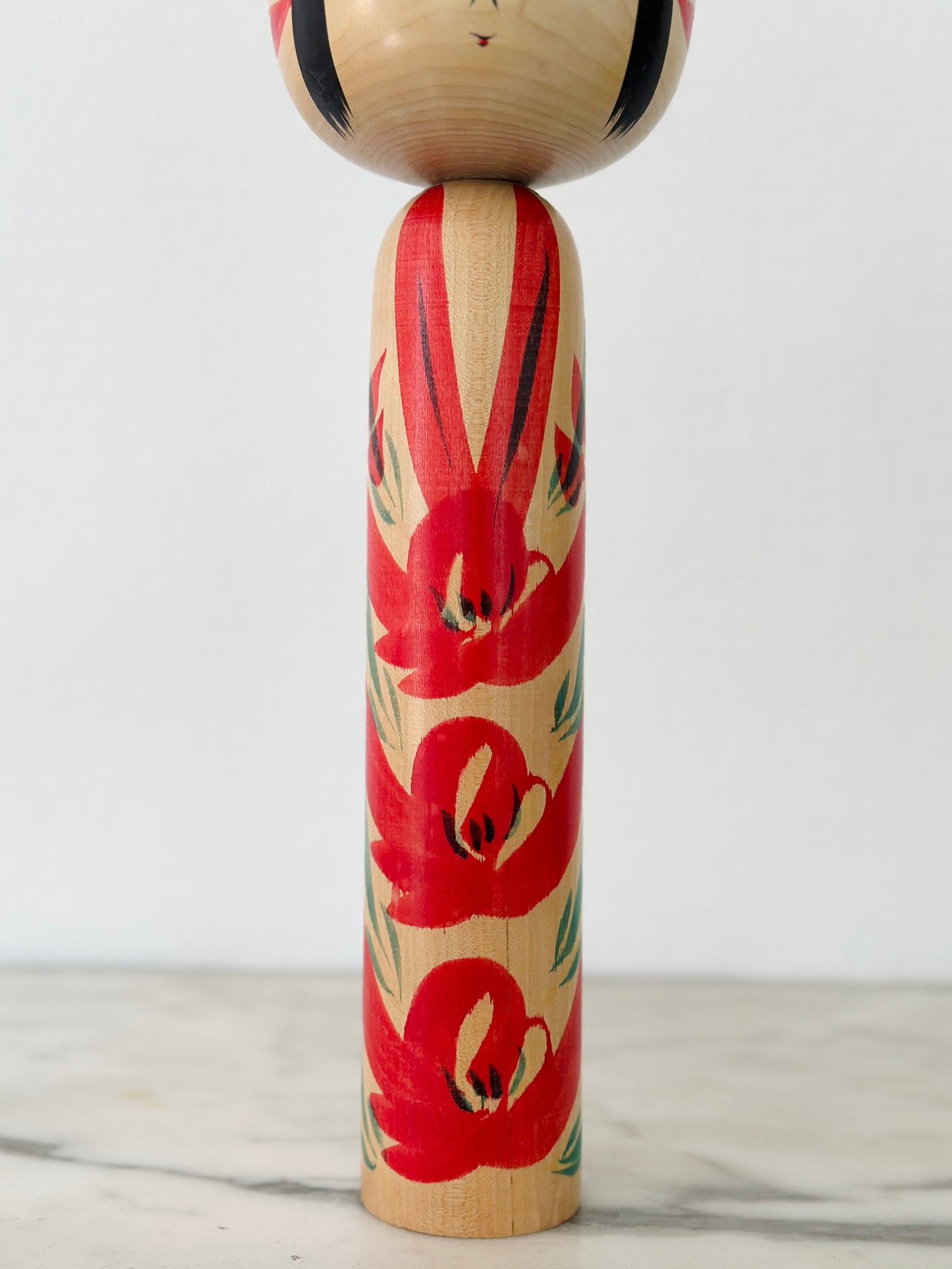 Pair of Vintage Japanese Kokeshi Doll Floral