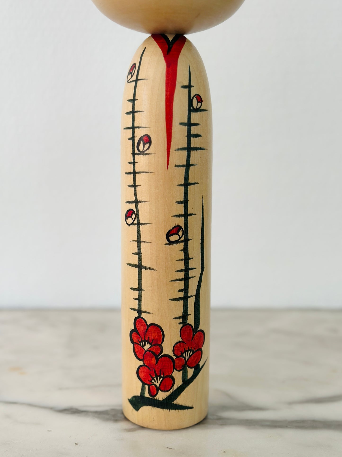 Pair of Vintage Japanese Kokeshi Doll Floral