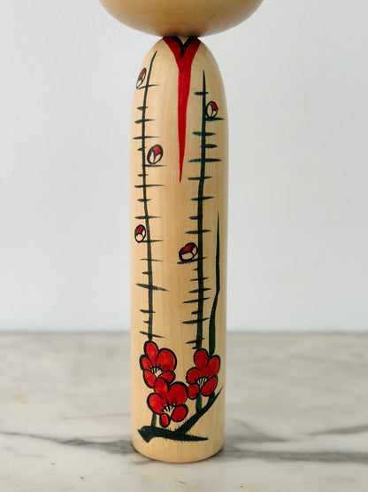 Pair of Vintage Japanese Kokeshi Doll Floral