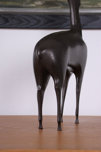Vintage Japanese Bronze Deer Sculpture by Nose Masao (Hakuro)