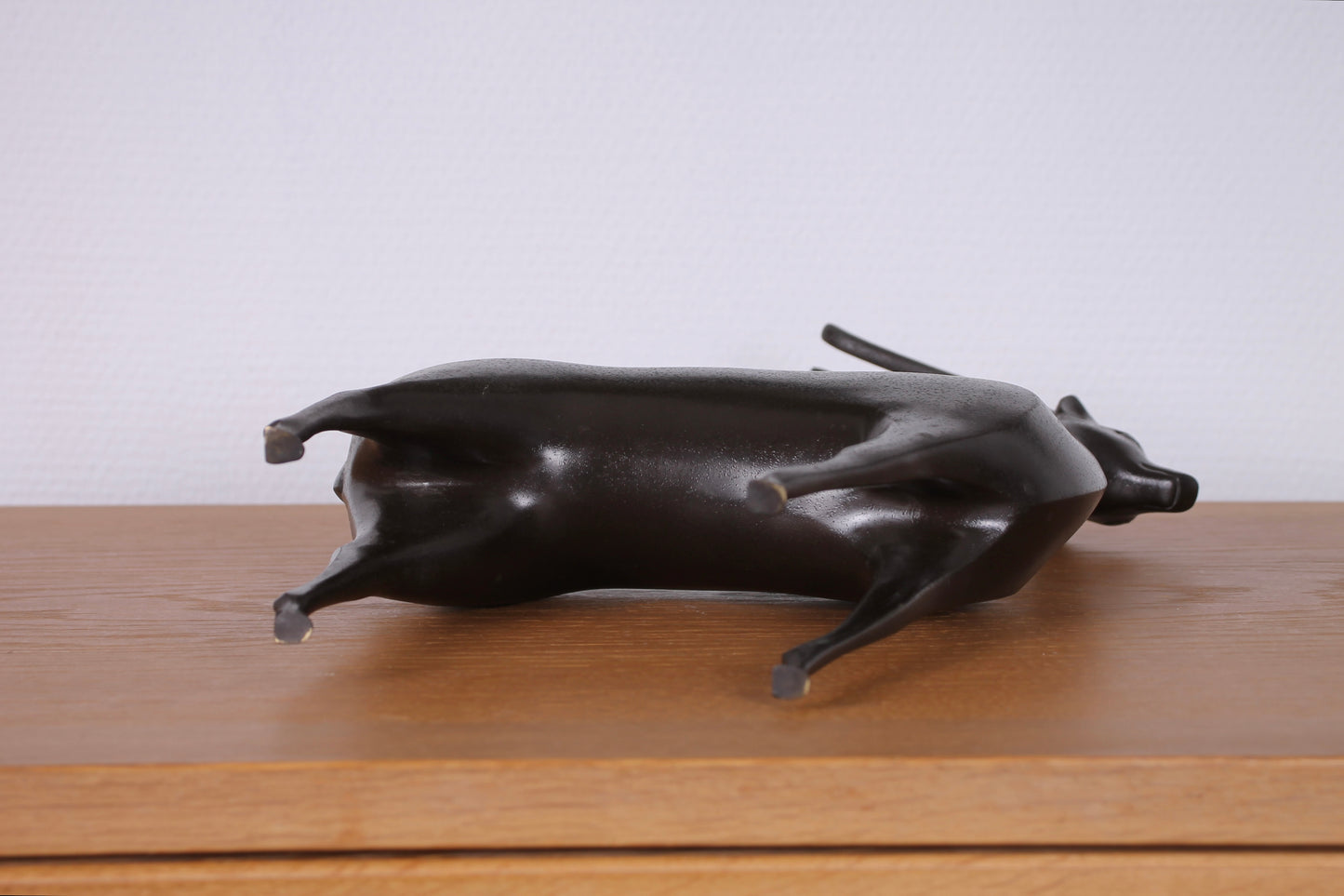 Vintage Japanese Bronze Deer Sculpture by Nose Masao (Hakuro)