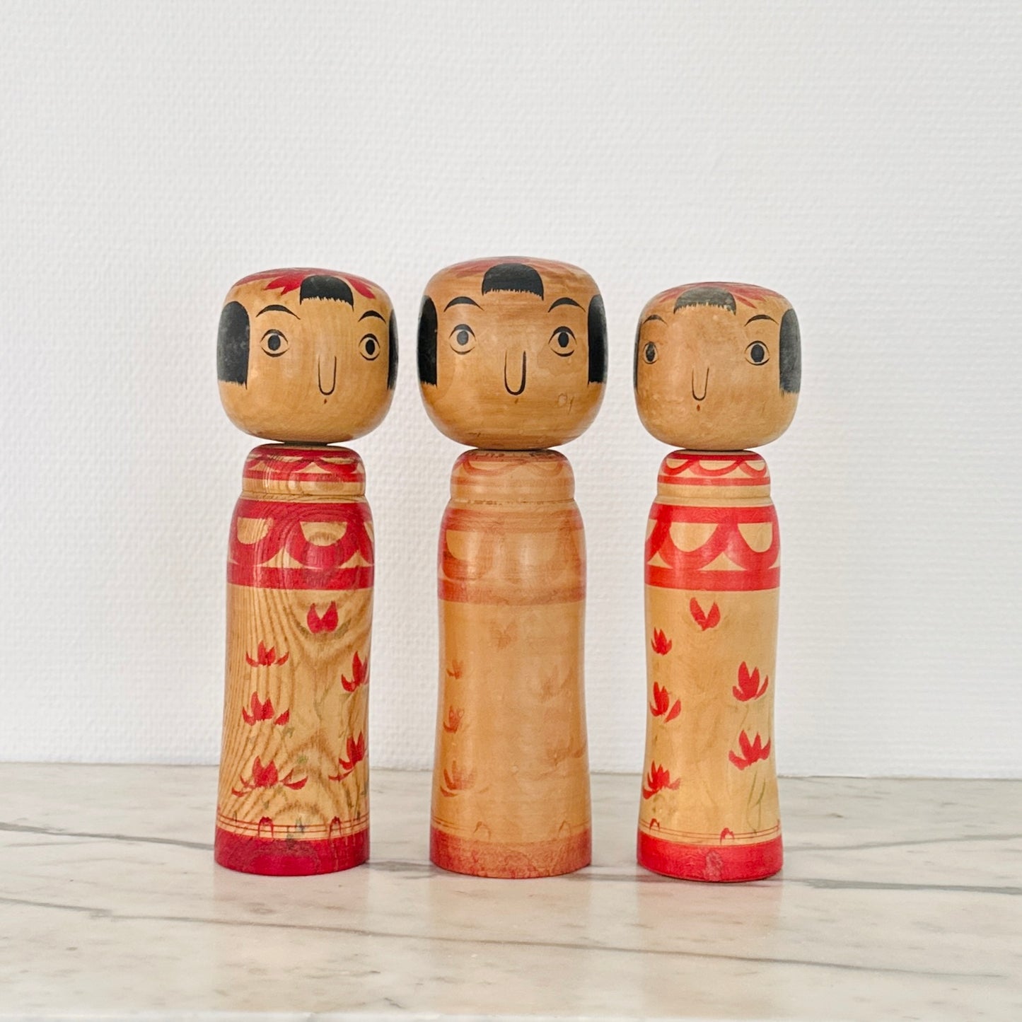 Set of 3 Vintage Japanese Kokeshi Doll by Abe Tsunekichi