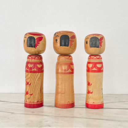 Set of 3 Vintage Japanese Kokeshi Doll by Abe Tsunekichi