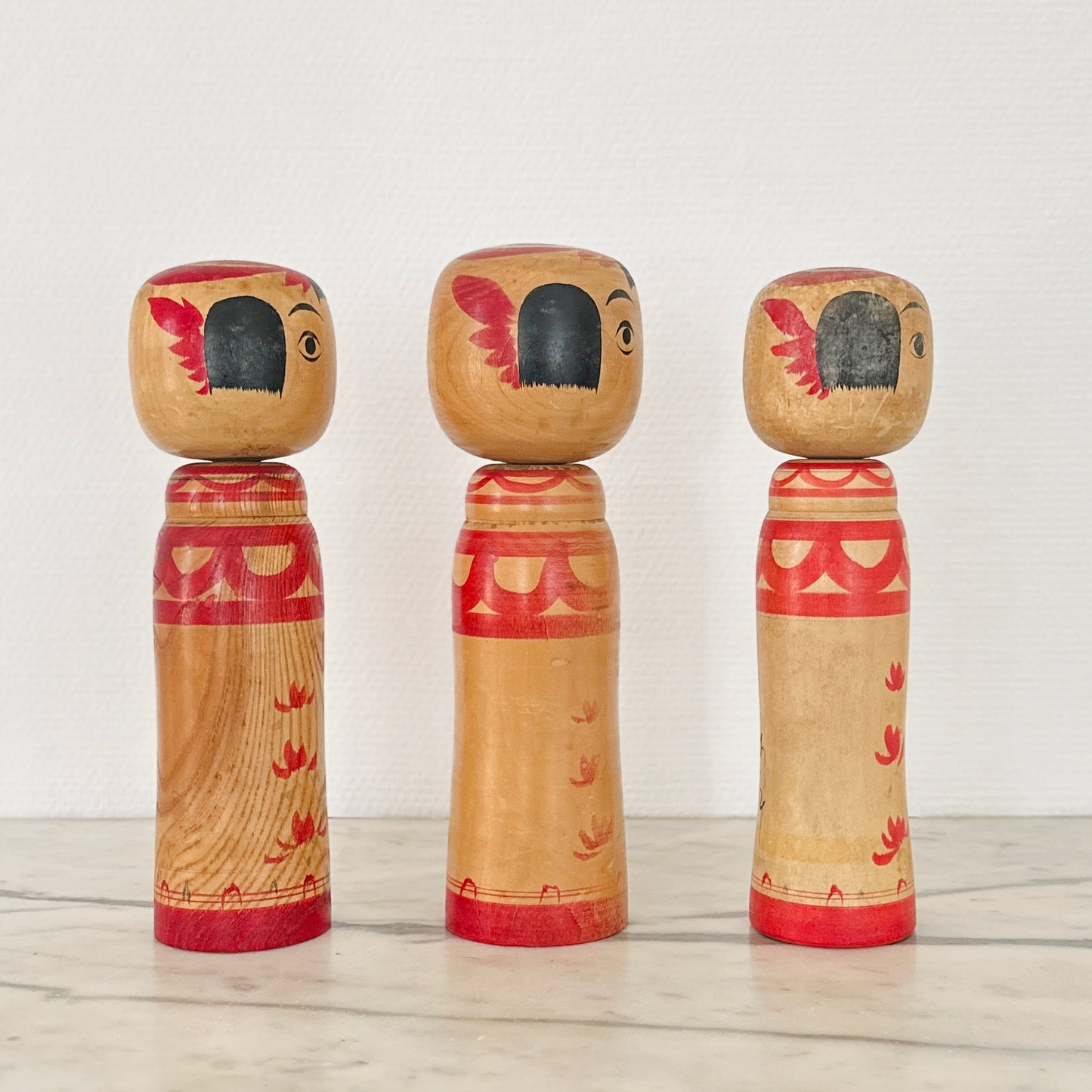 Set of 3 Vintage Japanese Kokeshi Doll by Abe Tsunekichi