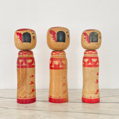 Set of 3 Vintage Japanese Kokeshi Doll by Abe Tsunekichi