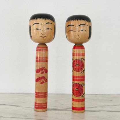 Pair of Vintage Japanese Kokeshi Doll by Sato Bunkichi
