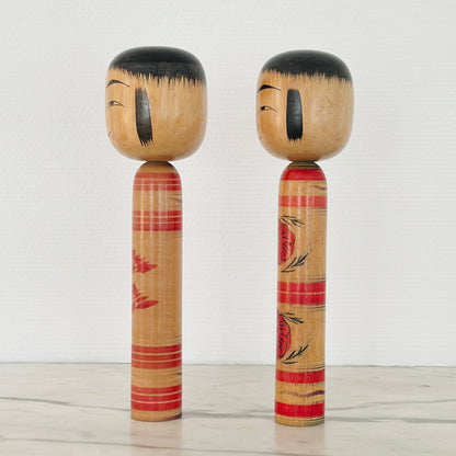 Pair of Vintage Japanese Kokeshi Doll by Sato Bunkichi