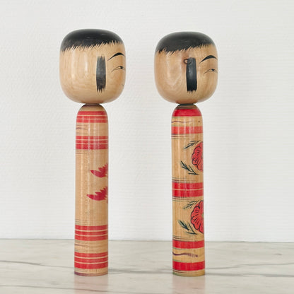 Pair of Vintage Japanese Kokeshi Doll by Sato Bunkichi
