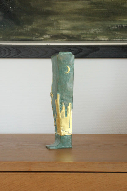 Vintage Japanese Bronze Boot-Form Vase
