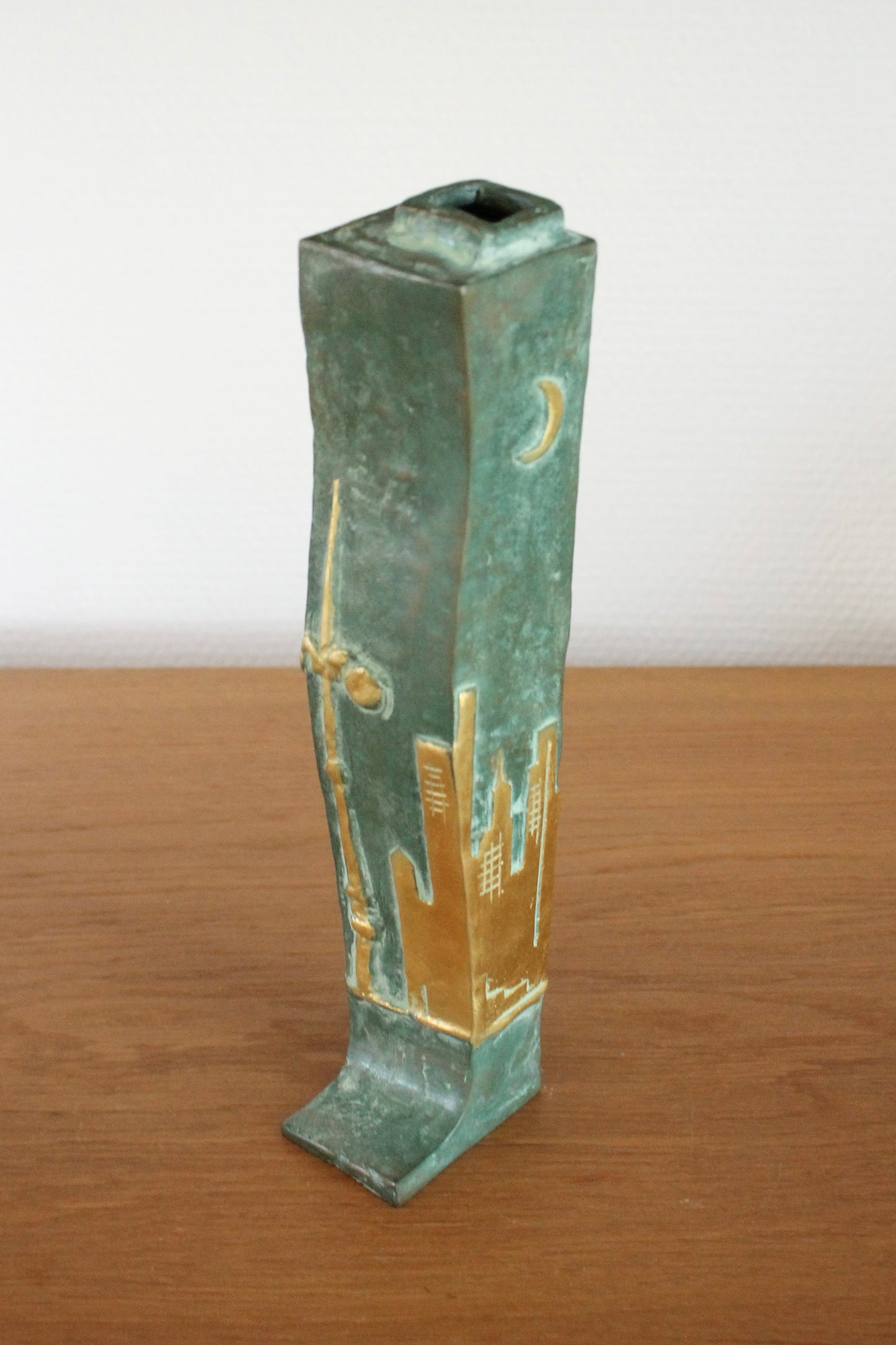 Vintage Japanese Bronze Boot-Form Vase