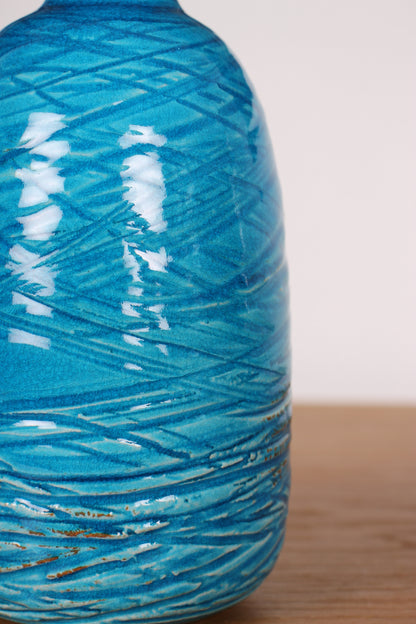 Blue Ceramic Sake Bottle by Kimura Yoshiro