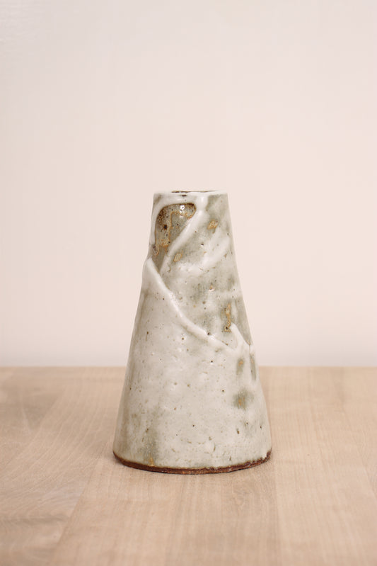 Vintage Japanese Ceramic Vase with White Glaze