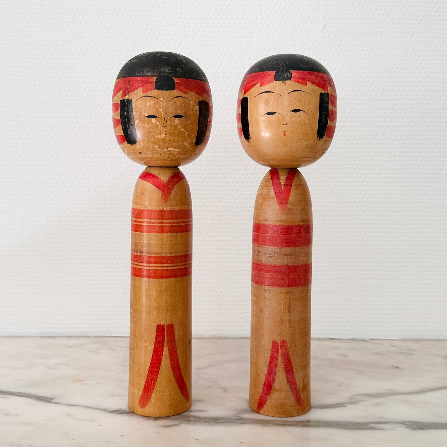 Pair of Vintage Japanese Kokeshi Doll Kimono