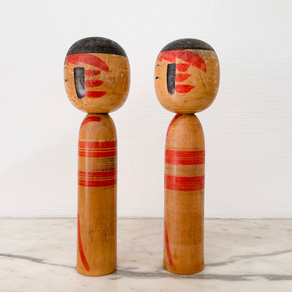 Pair of Vintage Japanese Kokeshi Doll Kimono