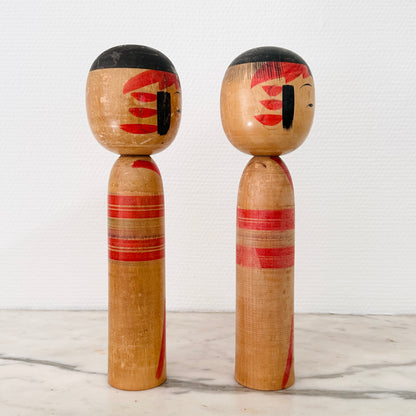 Pair of Vintage Japanese Kokeshi Doll Kimono