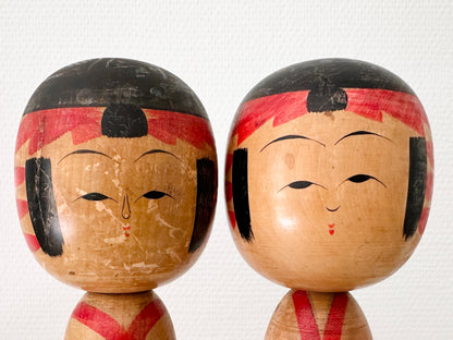 Pair of Vintage Japanese Kokeshi Doll Kimono