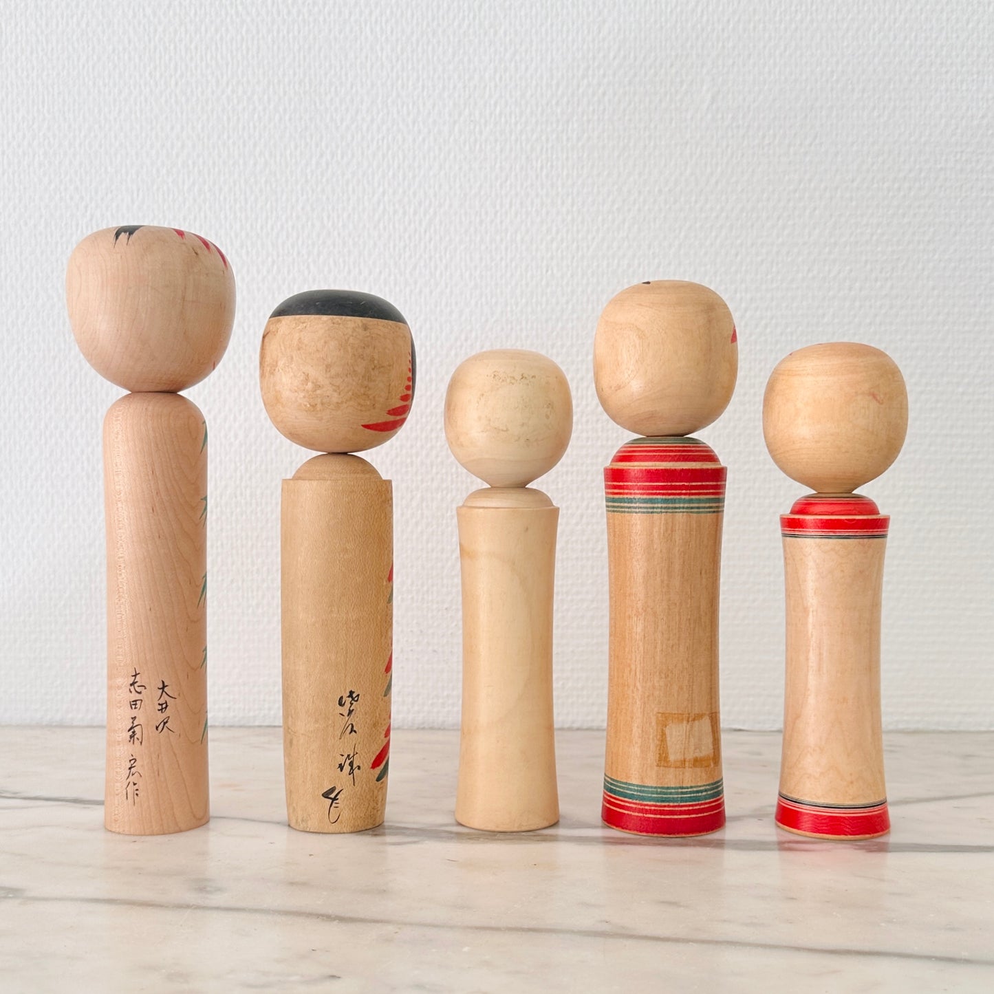 Set of 5 Vintage Japanese Kokeshi Doll