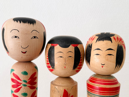 Set of 5 Vintage Japanese Kokeshi Doll