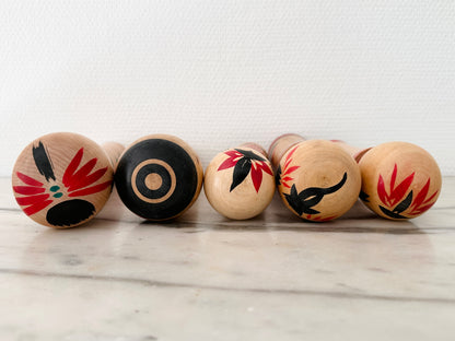 Set of 5 Vintage Japanese Kokeshi Doll