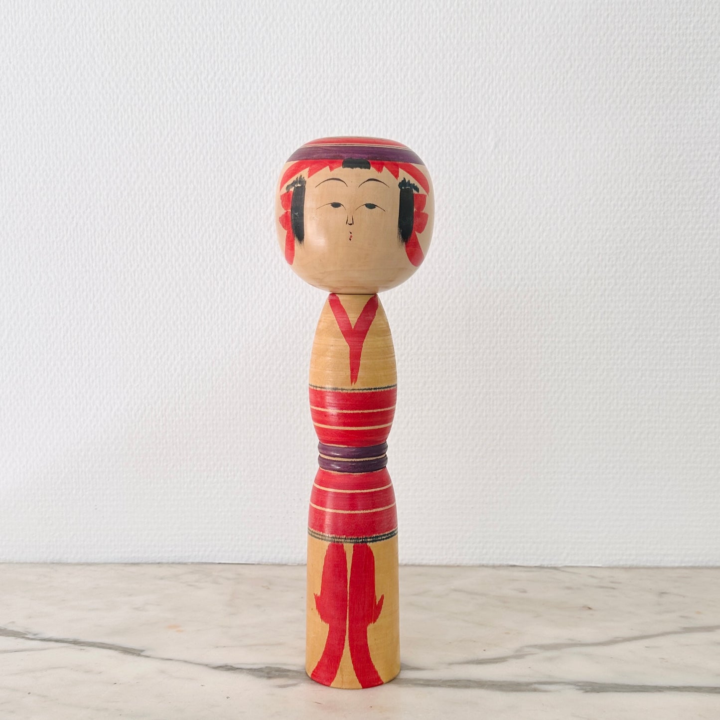 Vintage Japanese Kokeshi Doll Colorful Stylized Kimono