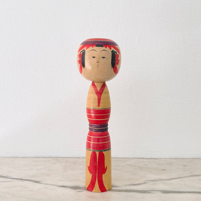 Vintage Japanese Kokeshi Doll Colorful Stylized Kimono