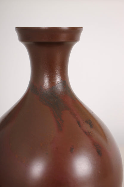 Vintage Japanese Bronze Vase with Brown Surface