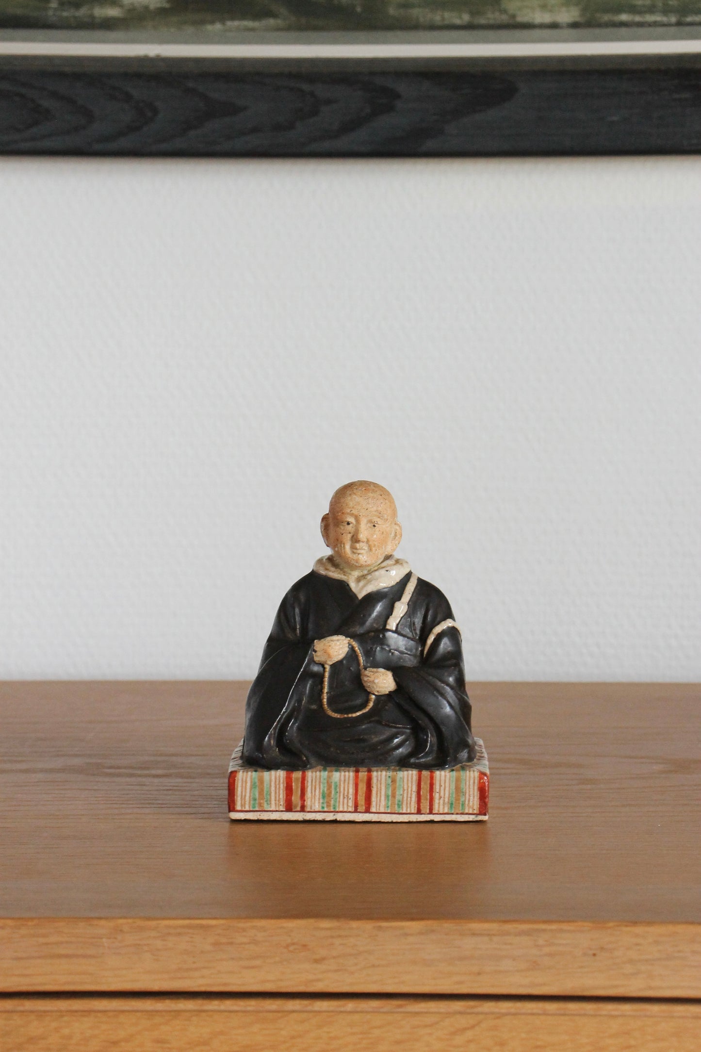 Vintage Japanese Ceramic Sculpture of Monk