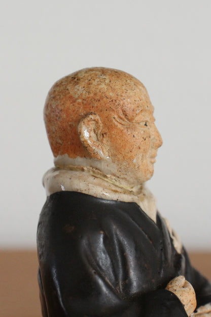 Vintage Japanese Ceramic Sculpture of Monk