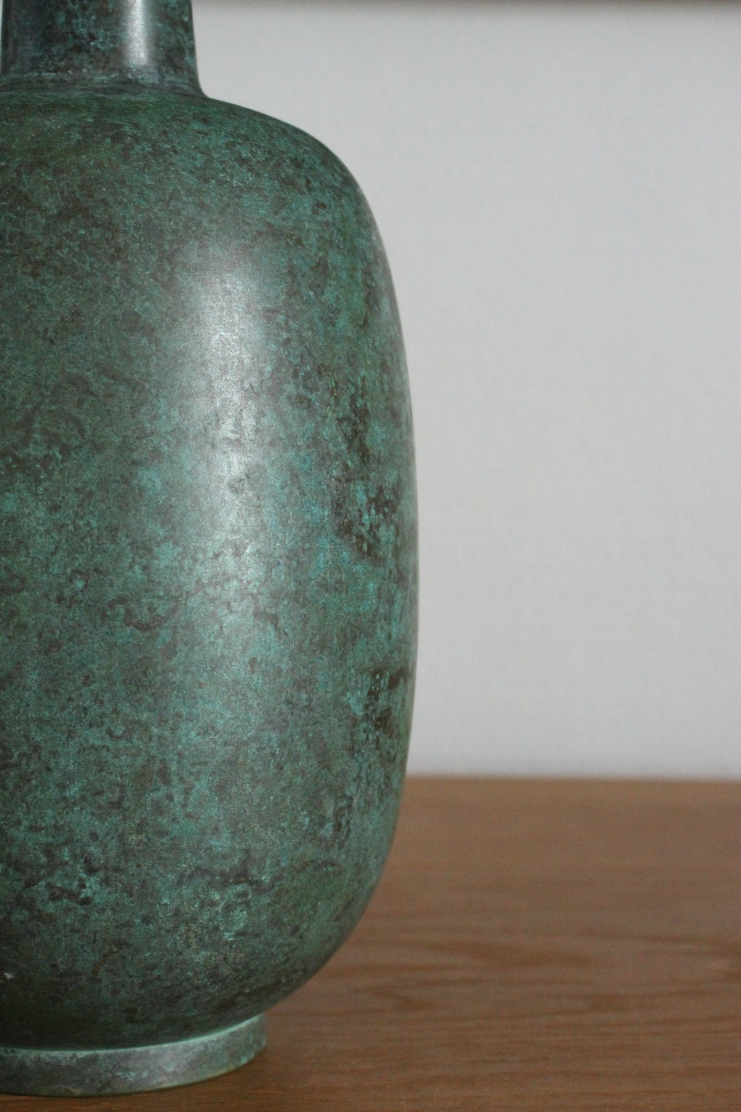 Vintage Japanese Bronze Vase Patinated Green