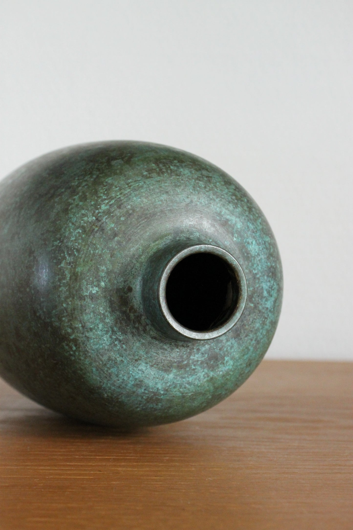 Vintage Japanese Bronze Vase Patinated Green