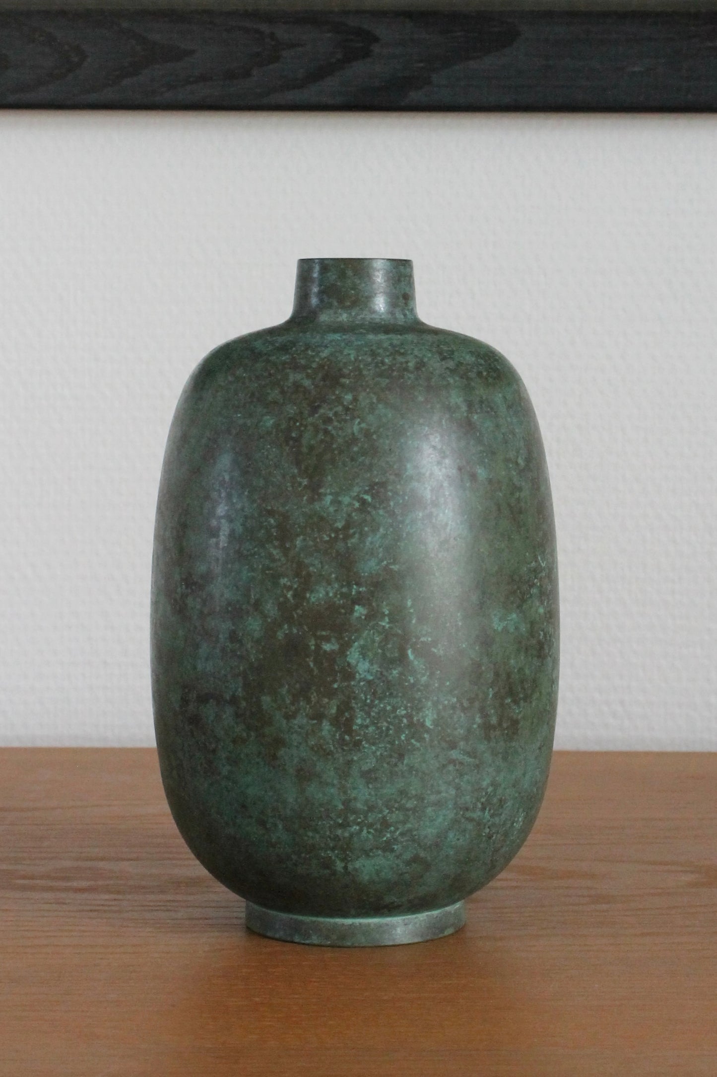 Vintage Japanese Bronze Vase Patinated Green