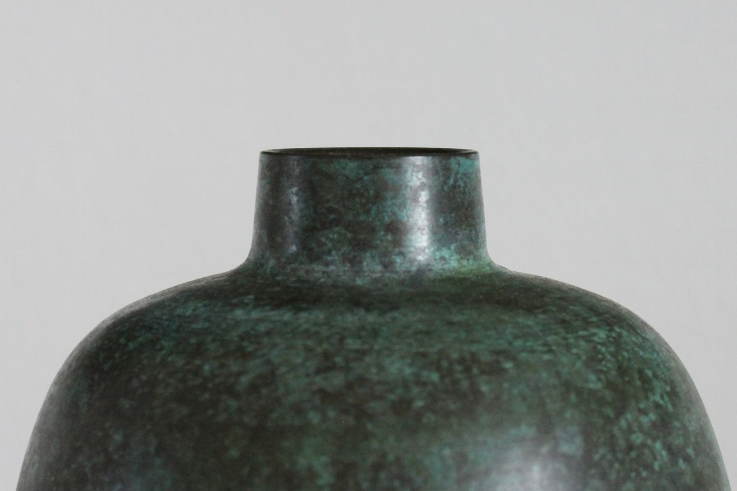Vintage Japanese Bronze Vase Patinated Green
