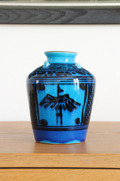 Blue Ceramic Vase by Kimura Yoshiro