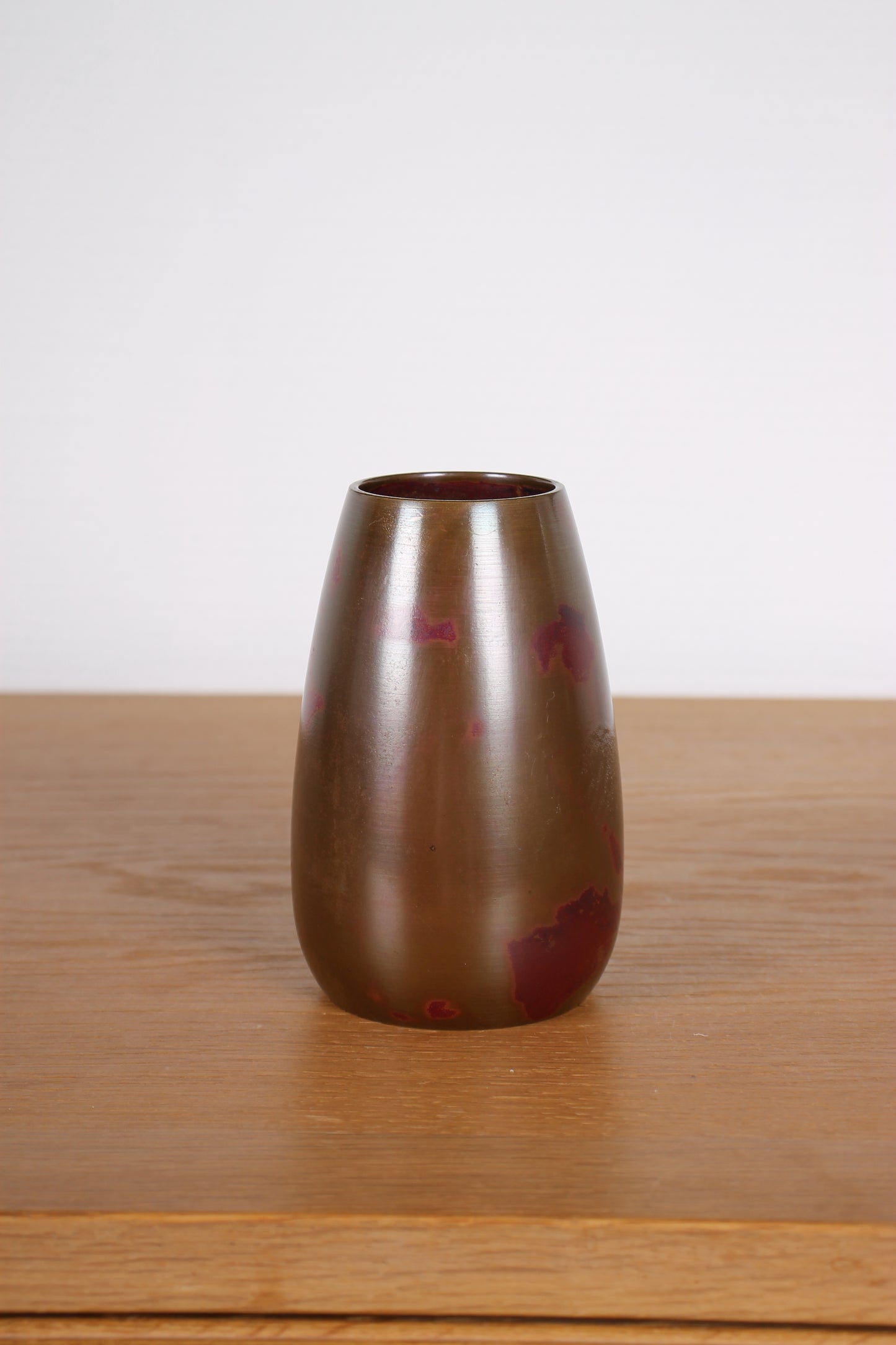 Vintage Japanese Bronze Vase Red Purple Decoration