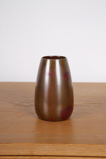 Vintage Japanese Bronze Vase Red Purple Decoration
