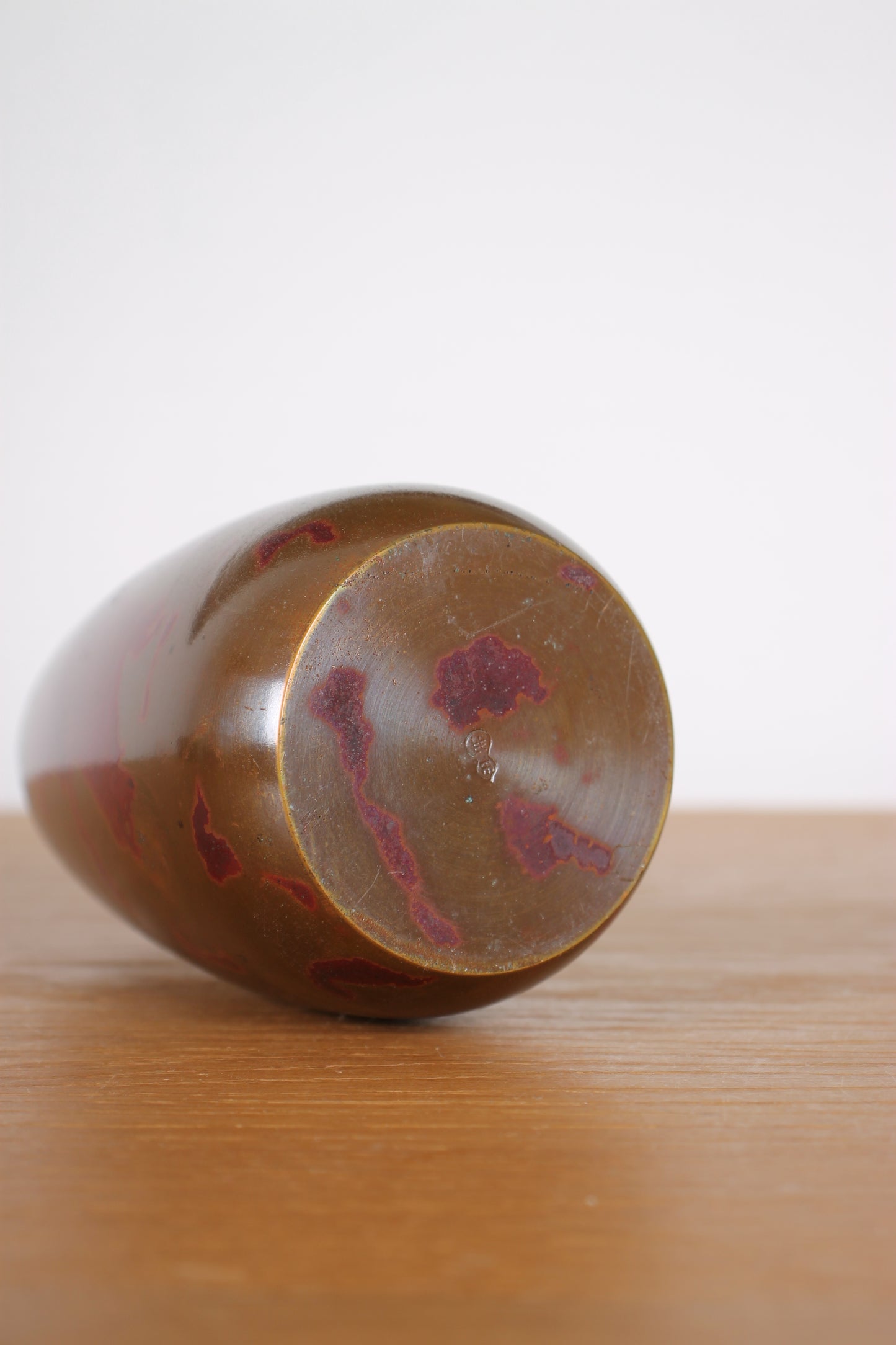 Vintage Japanese Bronze Vase Red Purple Decoration
