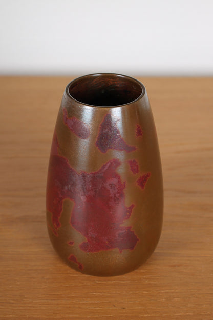 Vintage Japanese Bronze Vase Red Purple Decoration