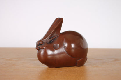 Vintage Japanese Bronze Rabbit Sculpture by Saegusa Sotaro