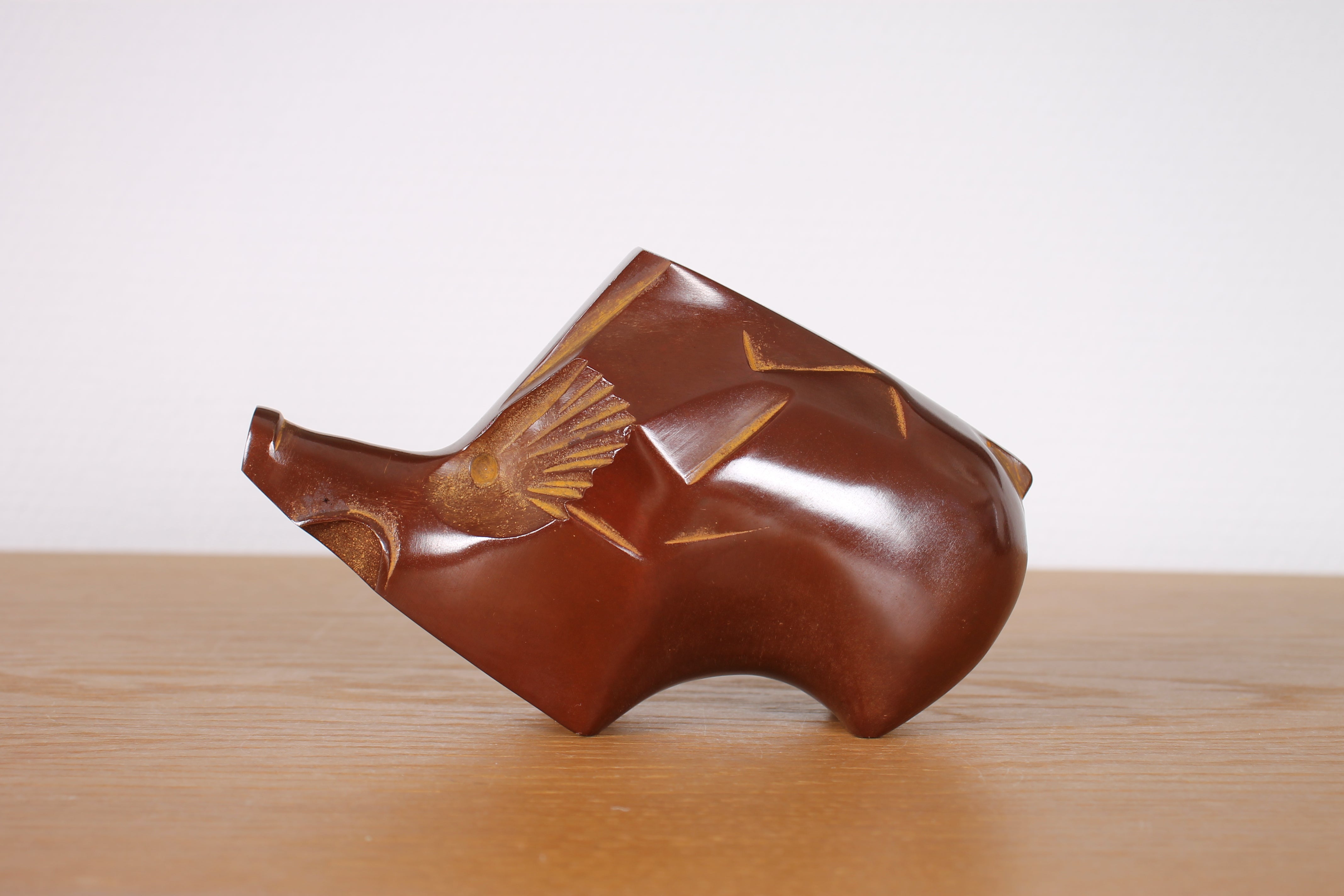 【超希少・署名入り】 sotaro saegusa 作 人物像 銅像風置物 ペア Vintage Japanese Bronze Boar Sculpture by Saegusa Sotaro | SAGAnordic
