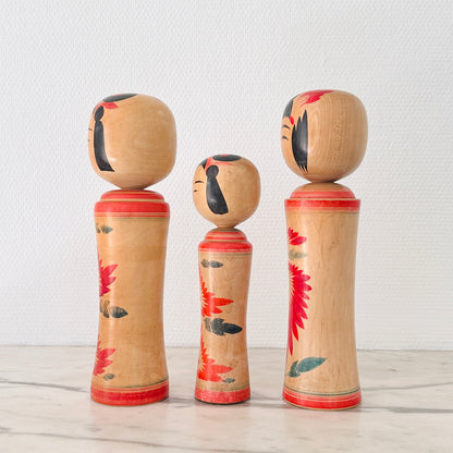 Set of 3 Vintage Japanese Kokeshi Dolls Traditional