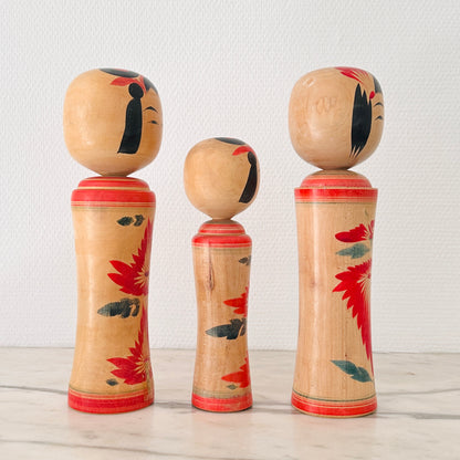 Set of 3 Vintage Japanese Kokeshi Dolls Traditional
