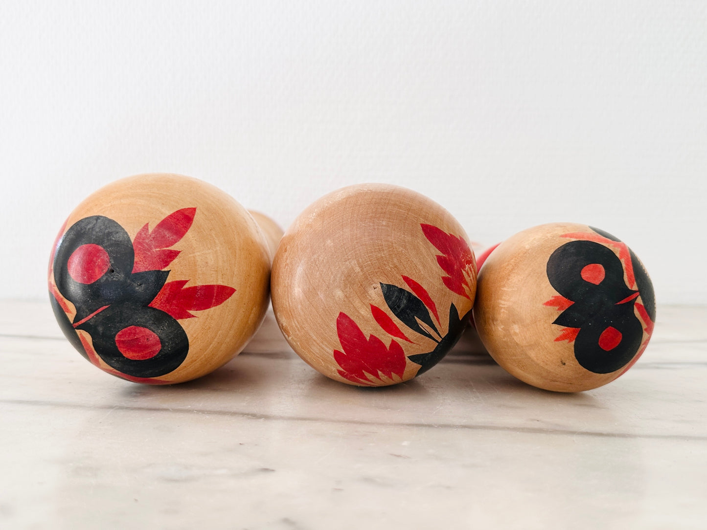 Set of 3 Vintage Japanese Kokeshi Dolls Traditional