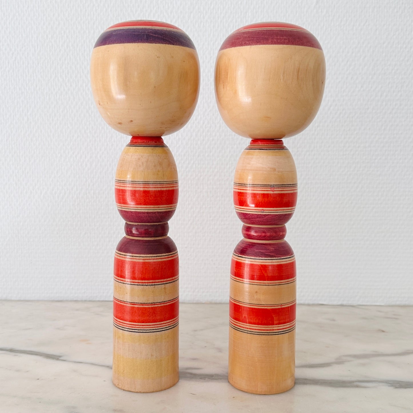 Pair of Vintage Japanese Kokeshi Dolls Tapered Waist