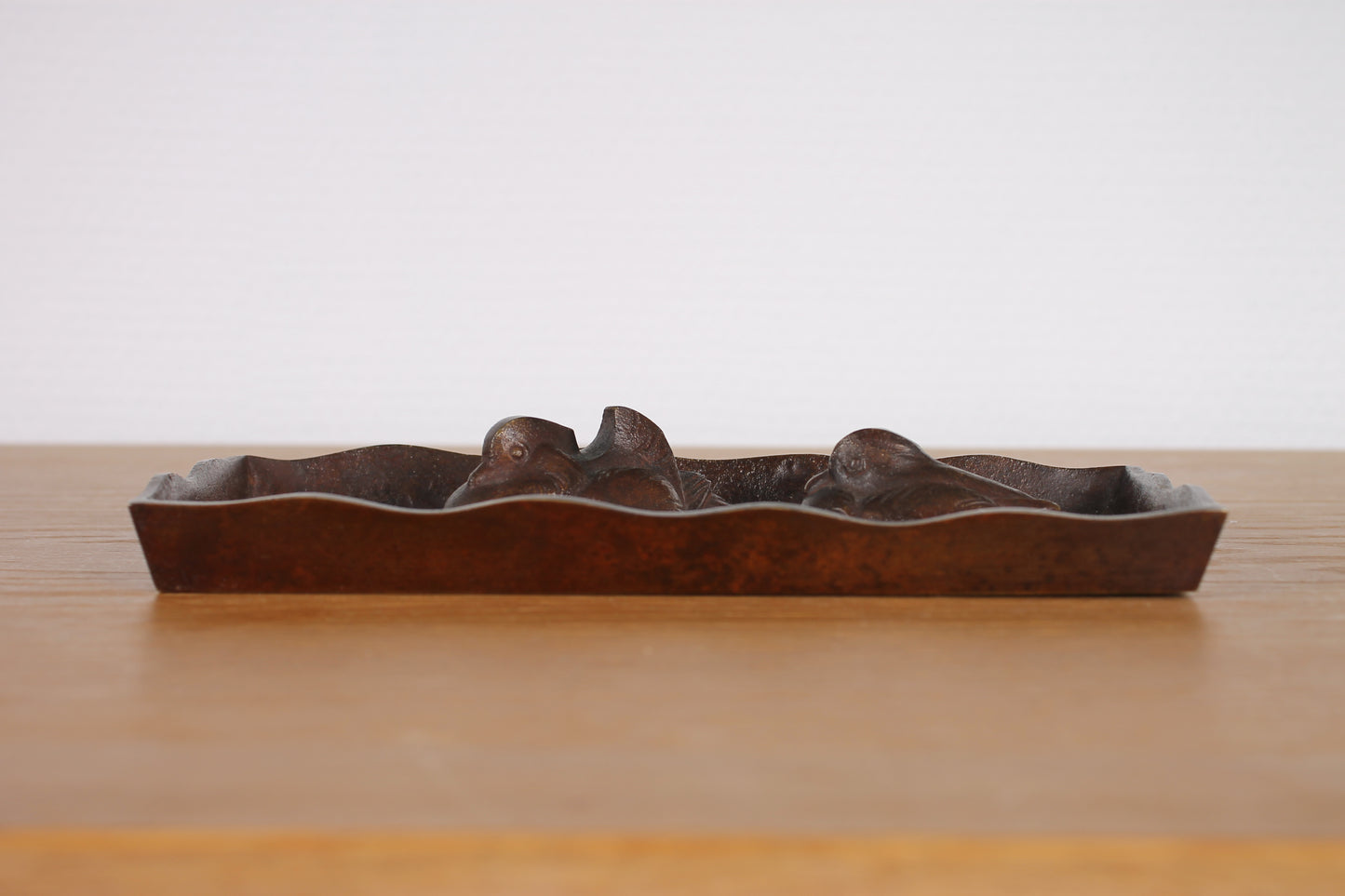 Vintage Japanese Bronze Decorative Tray with Mandarin Ducks