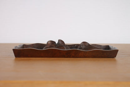Vintage Japanese Bronze Decorative Tray with Mandarin Ducks