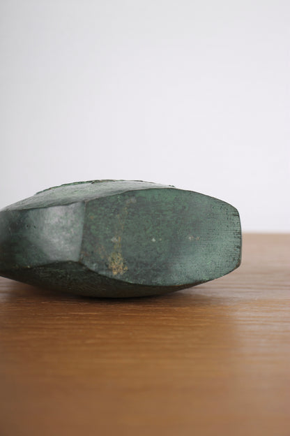 Vintage Japanese Bronze Vase Green with Gold Phoenix