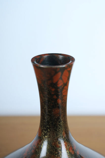 Vintage Japanse Bronze Vase Deep Red and Black