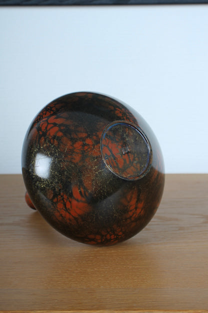 Vintage Japanse Bronze Vase Deep Red and Black
